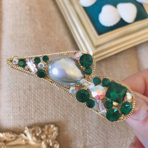 合金爱心满钻发夹复古可爱边夹刘海碎发卡子边夹少女夹子头饰1912