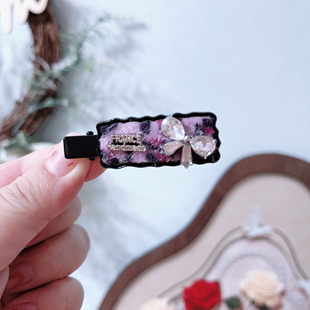 新款 百搭蝴蝶结豹纹鸭嘴发夹少女头饰刘海侧边夹顶夹发饰发夹A897