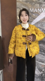 欧洲站2025冬季新款圆领时尚百搭高级感新中式国风羽绒服保暖外套