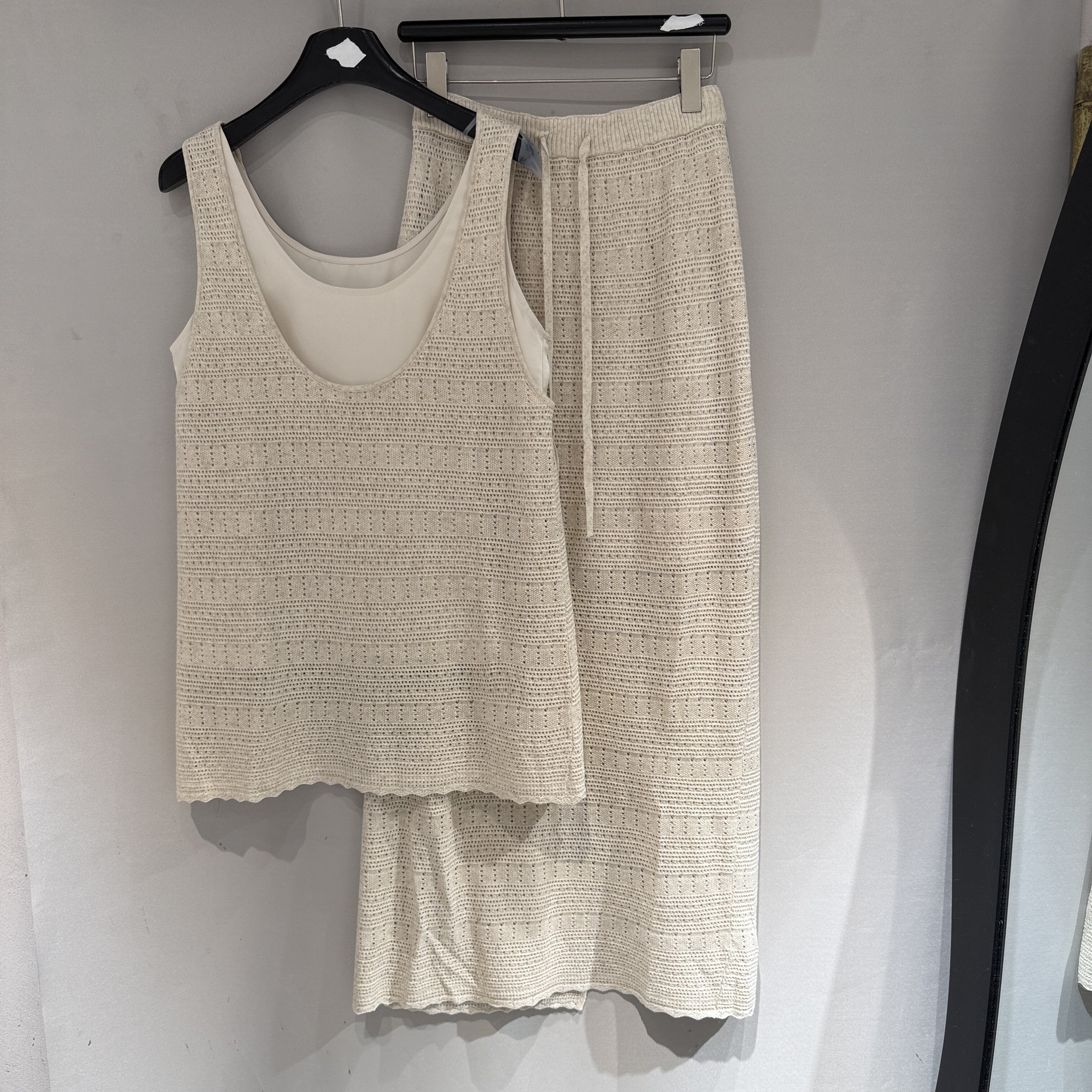 欧洲站2026春季新款法式纯欲风u领假两件背心半身裙两件套女26016