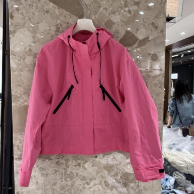 欧洲站2026春夏新款时尚休闲拉链款糖果色女士连帽冲锋衣外套8633