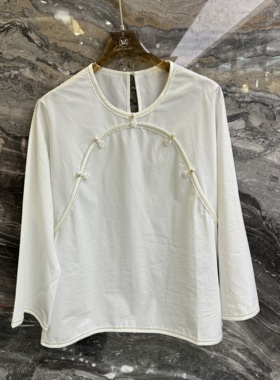 欧洲站2025冬季新款圆领新中式盘扣设计感百搭国风女士上衣98210