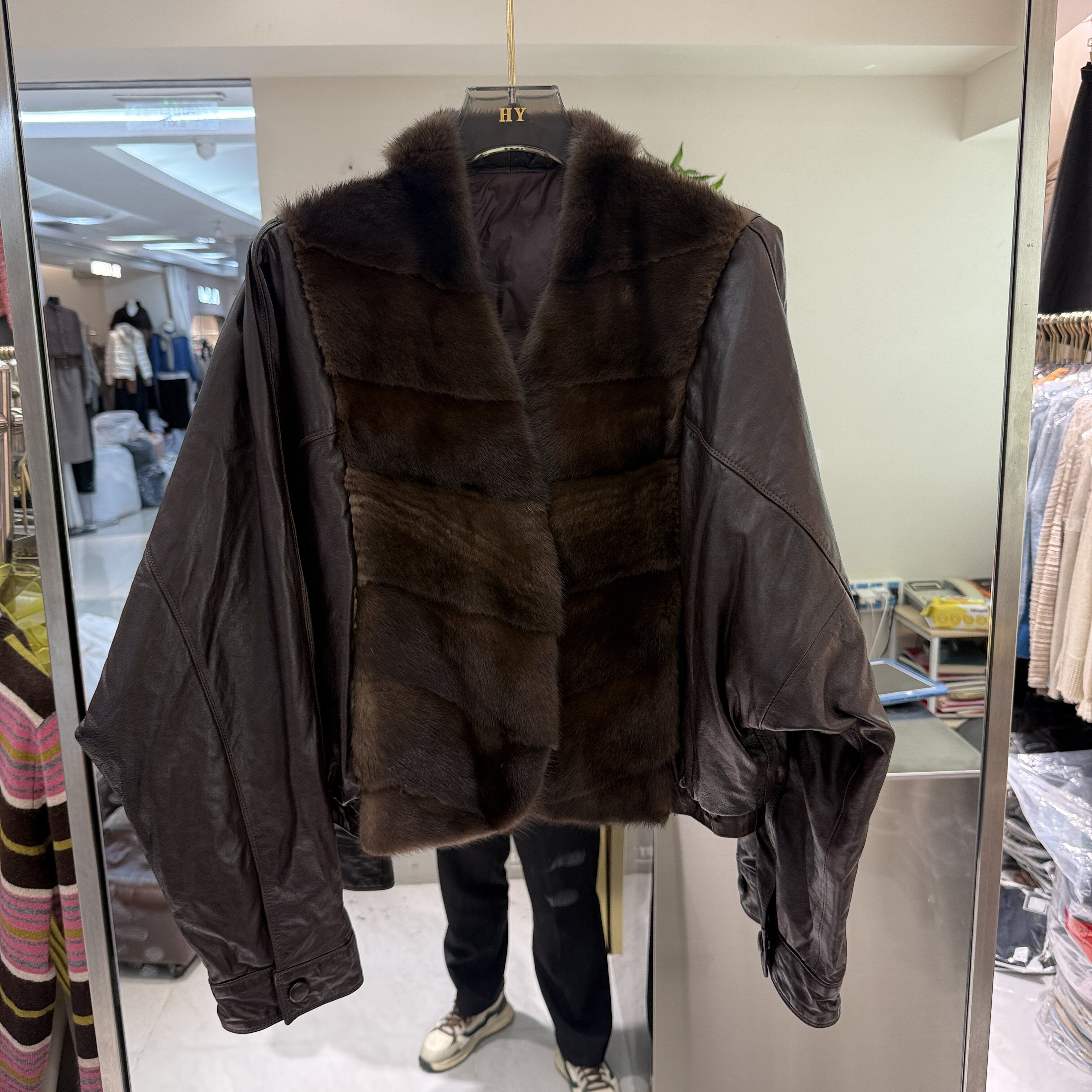 可可家2026冬季新款绵羊皮拼接水貂毛压褶百搭女士皮毛一体98115