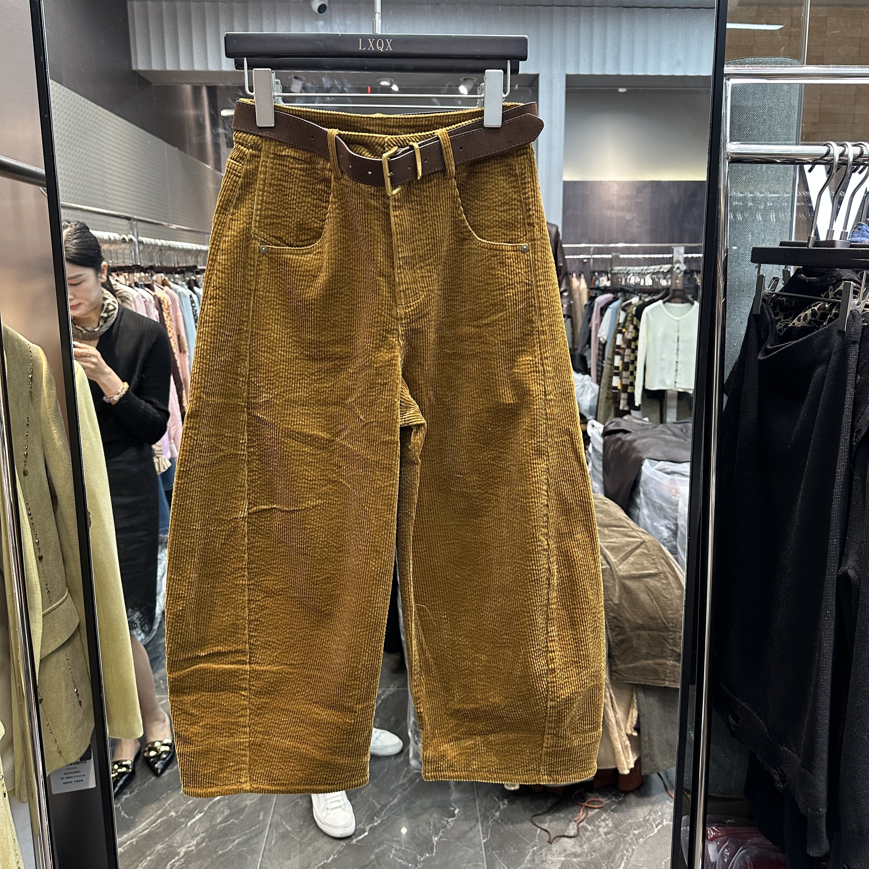 可可家欧货2026秋新品复古休闲配腰带百搭微垮女灯芯绒裤子61013