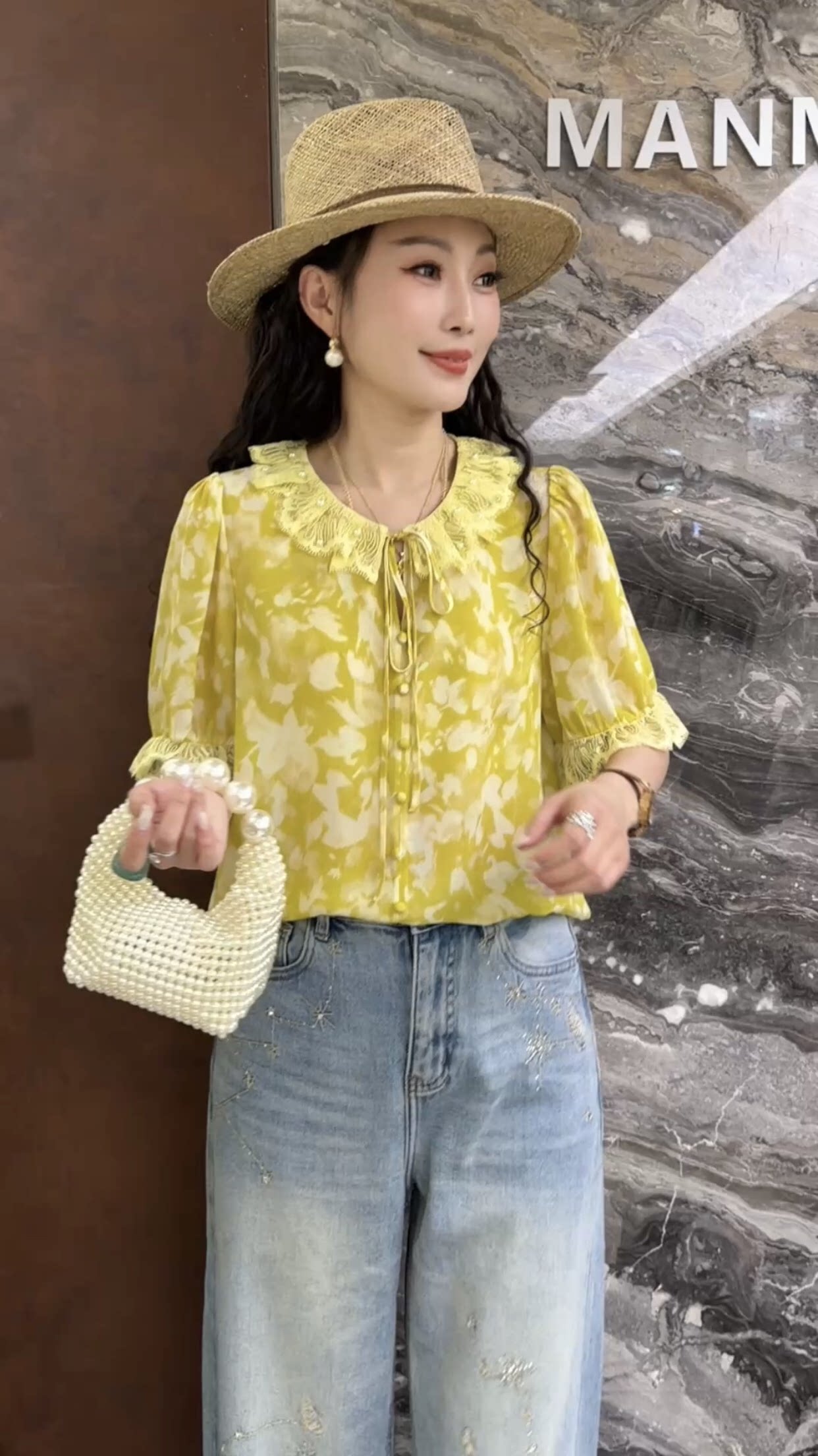 欧洲站2026夏季新款蕾丝花边领短袖时尚减龄温柔风花色女士衬衫潮