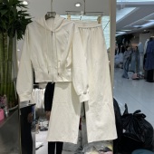 连帽上衣女士阔腿裤 欧洲站2026春季 休闲拉链款 时尚 两件套欧货 新款