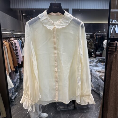 可可家欧货2026秋新品洋气娃娃领百搭气质减龄净版女士衬衫87691