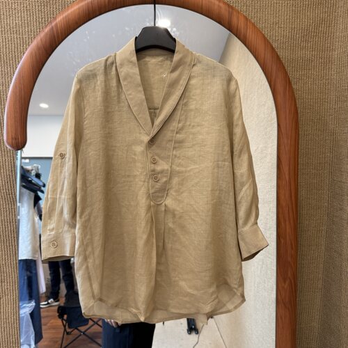 欧洲站2026夏季新款欧货复古休闲风翻领显瘦减龄款苎麻衬衫82885