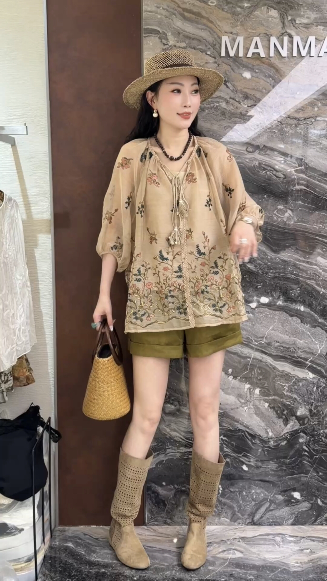 欧洲站2026夏季新款复古花色宽松减龄衬衫休闲短裤时尚两件套女潮