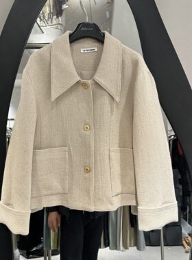 欧洲站2026春季新款尖尖领设计百搭小众韩系风短款女外套26F1012