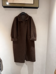 欧洲站2025冬季新款翻领拉毛设计感显瘦百搭中长款山羊绒毛呢大衣