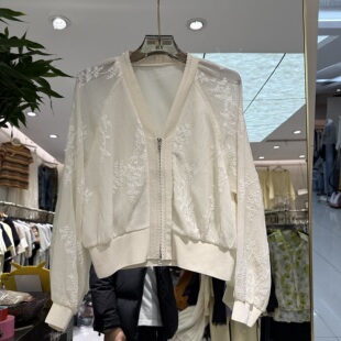 拉链款 V领蕾丝绣花好看时尚 小个子外套女JM351 新款 欧洲站2026春季