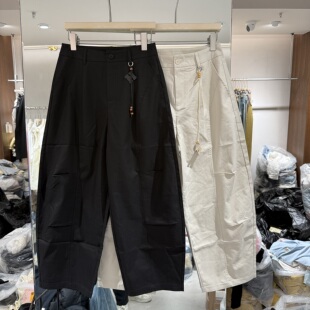 老爹裤 中腰挂饰百搭显瘦通勤微垮休闲款 267081 新款 欧洲站2026春季