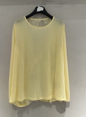 Xiu+夏季2026新款圆领后背镂空蕾丝百搭松弛感套头防晒上衣77822