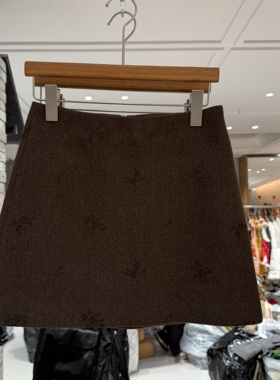 欧洲站2025冬季新款时尚高腰显瘦立体花朵防走光A字半身裙女8865