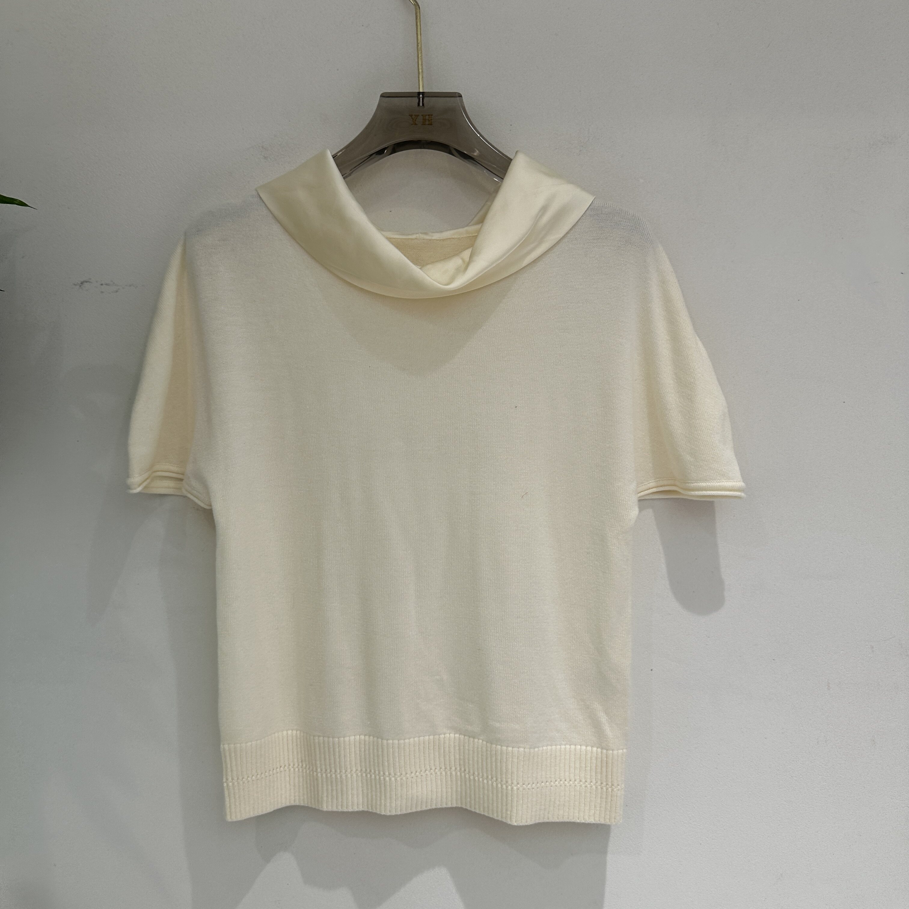 欧洲站2026秋季新品洋气拼缎面polo领好看减龄修身款净版女士短袖