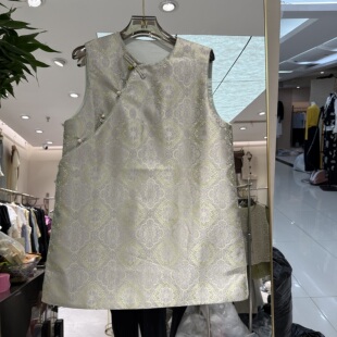 国风马夹2659 圆领斜襟盘扣提花百搭好看年轻款 欧洲站2026春季 新款