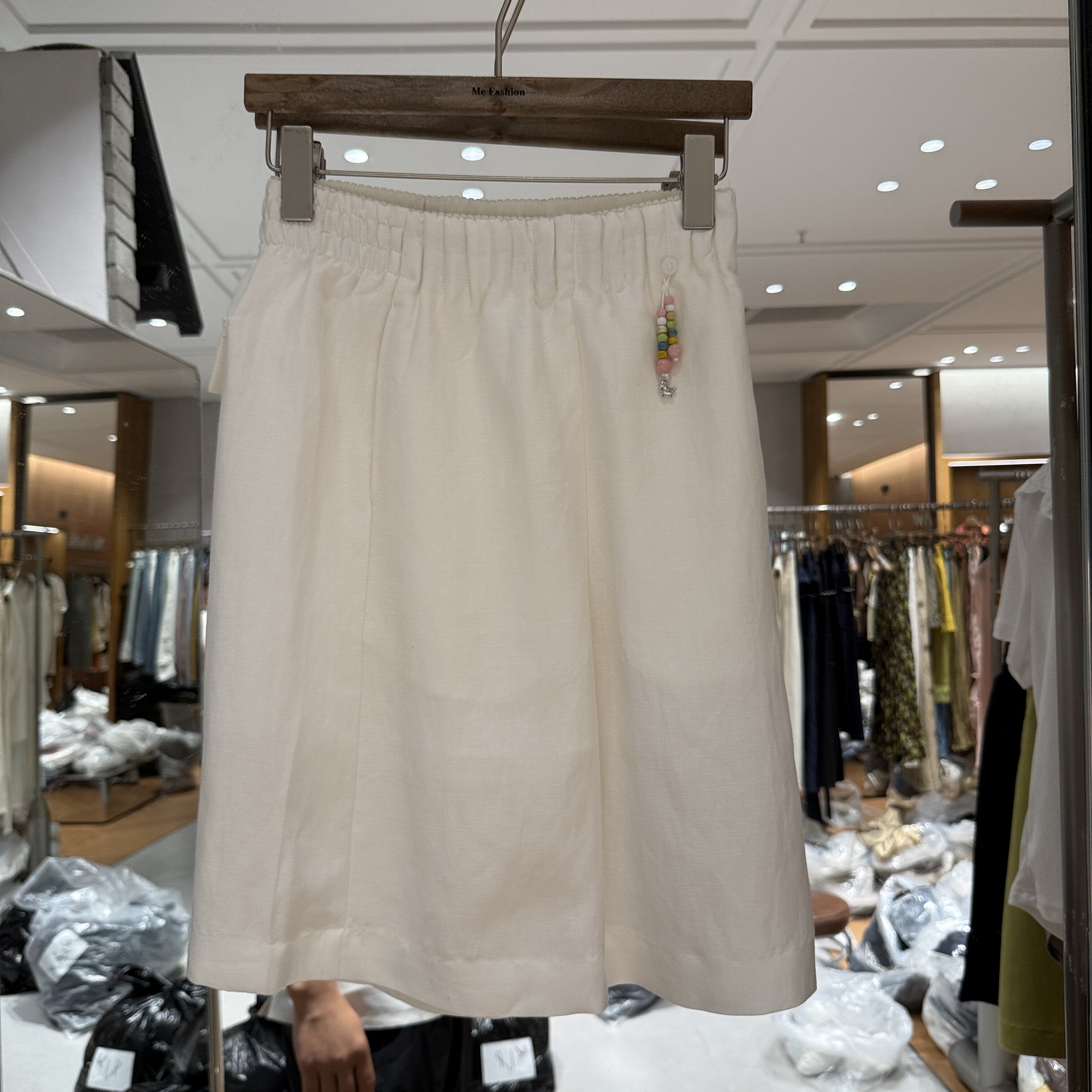 欧洲站2026夏季新款欧货松紧腰串珠小饰品中裤显腿长女士休闲裤潮