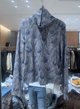 欧洲站2025冬季新款高领重工印花时尚百搭小众长袖打底衫女96296