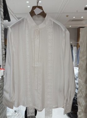 欧洲站2026春季款立领蕾丝飘带设计百搭减龄娃娃款净版衬衫611256