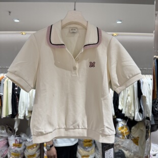 短袖 翻领绣花字母百搭小个子好看时尚 女26053 新款 欧洲站2026春季