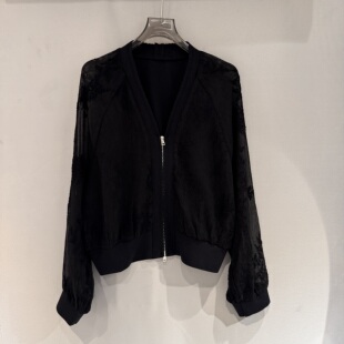开衫 v领绣花设计小个子百搭拉链薄款 外套JM351 新款 欧洲站2026春季