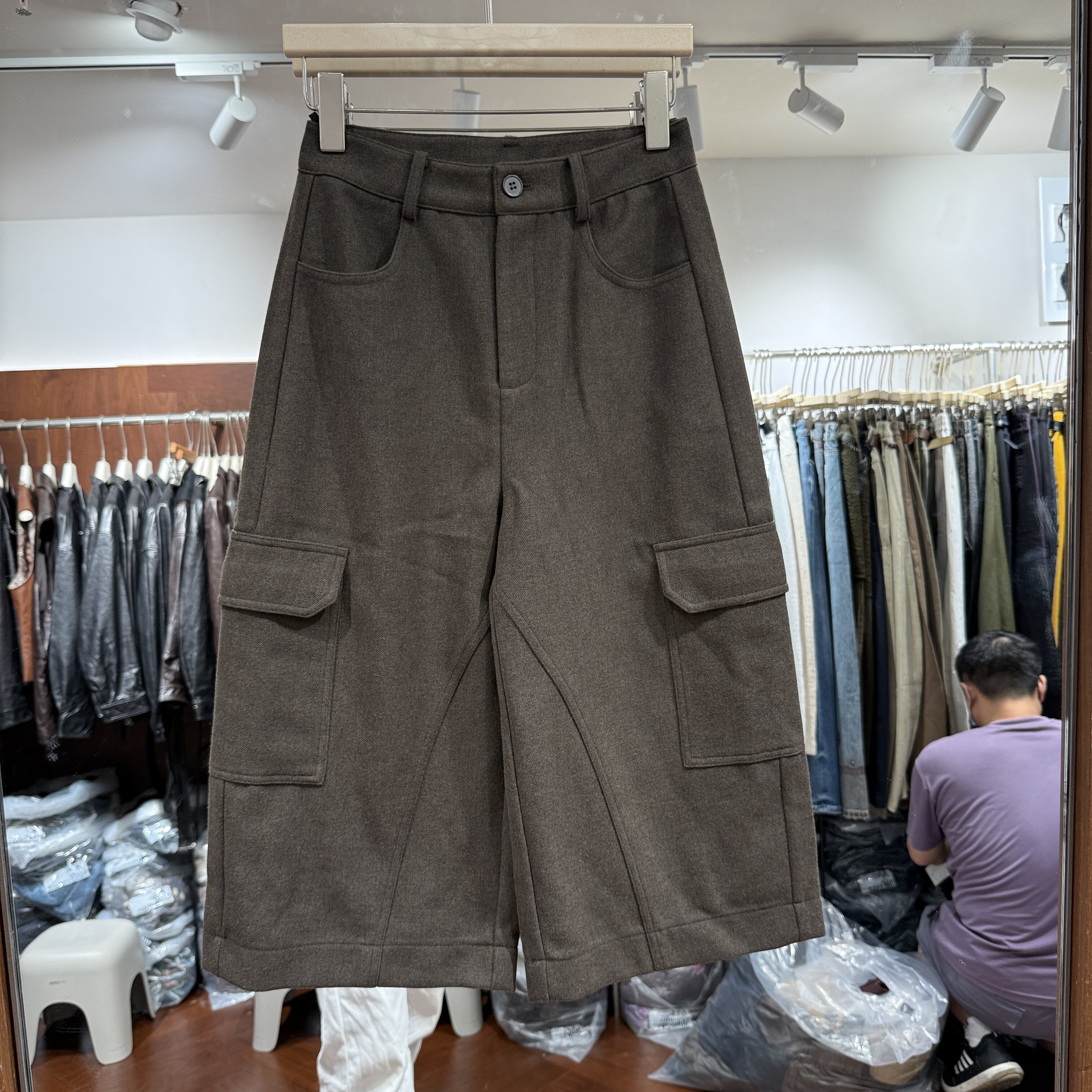 可可家欧货2026秋新品高腰侧口袋微垮显瘦百搭款女士九分裤潮3663