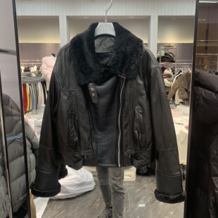 皮毛一体短款 翻领百搭轻熟风时尚 白鹅绒服2593 新款 欧洲站2025冬季