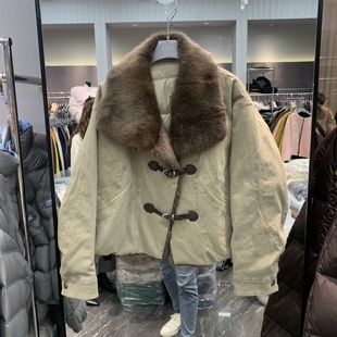 百搭短款 青根貂翻领时尚 鹅绒皮草外套女cmx718 新款 欧洲站2025冬季