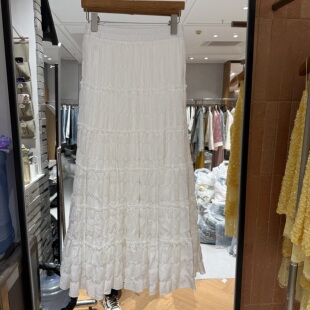 欧洲站2026春季新款松紧高腰压褶遮肉显瘦淑女风净版半身伞裙欧货