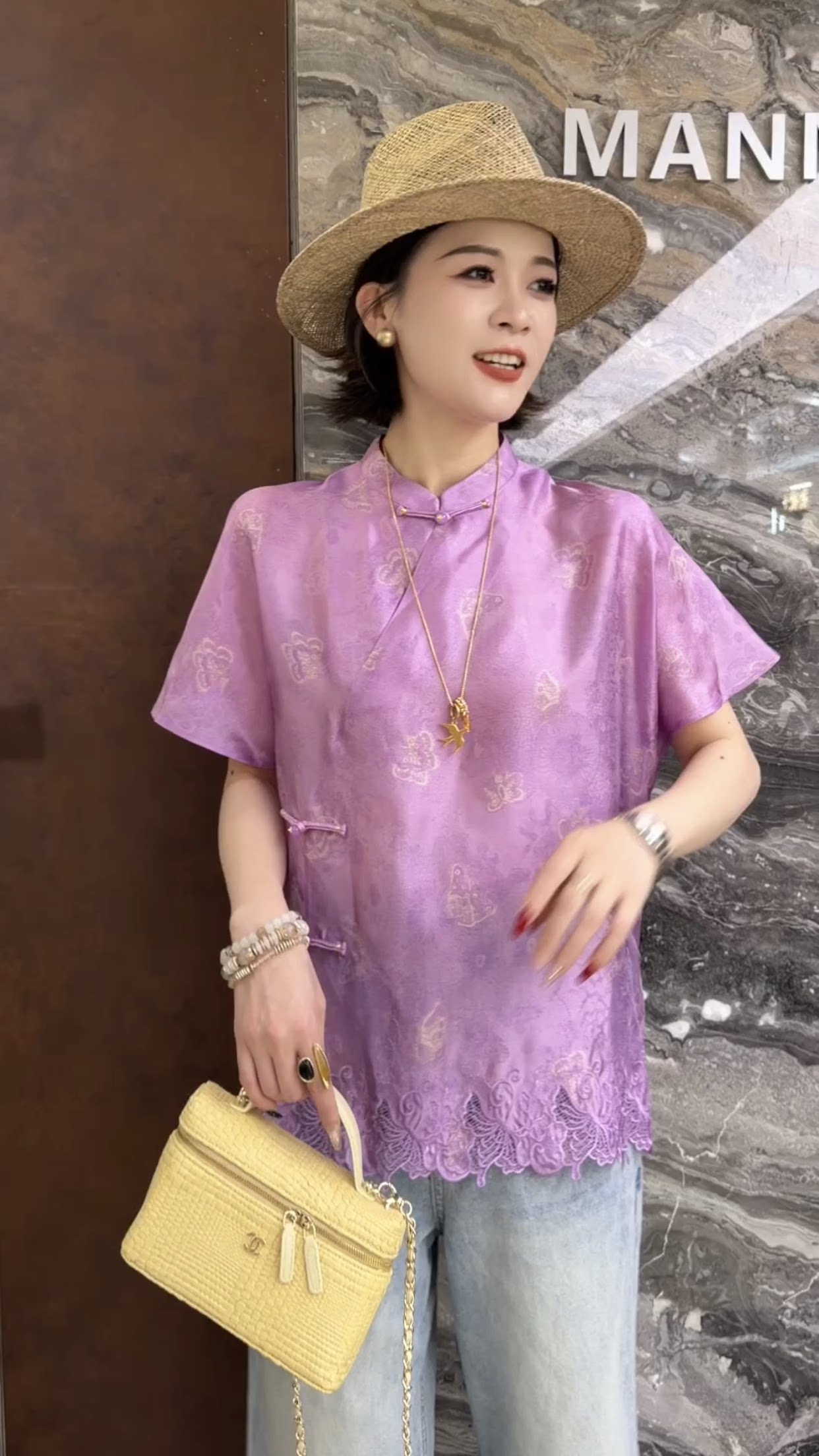 欧洲站2026夏季新款欧货斜襟领盘扣下摆蕾丝拼接甜美国风女士衬衫
