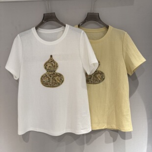 钉钻葫芦好看套头显瘦减龄短袖 韩版 女261T085 新款 欧洲站2026春季