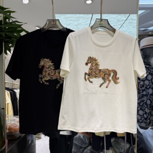 DT.Dong春季2026新款圆领钉钻卡通图案百搭减龄休闲时尚短袖26225