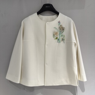 国风款 圆领钉钻绣花百搭新中式 外套女士s1116 新款 欧洲站2026春季