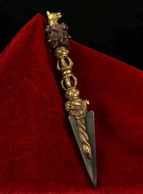 唯美纯铜法器马头杵普巴杵密宗金刚杵降魔杵玄铁镶嵌