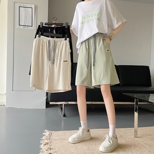 RM13709#新款大码夏冰丝轻薄透气舒适高腰显瘦潮ins五分短裤