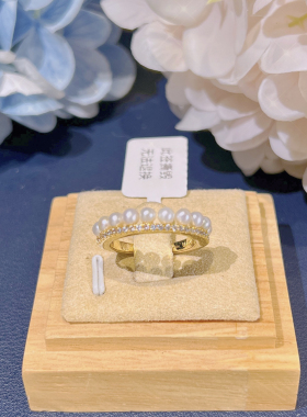 zacw.ly925纯银镀金简约精致珍珠戒指金色高级时尚款