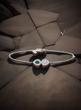 私人银镀铂金镶嵌水滴花瓣手链