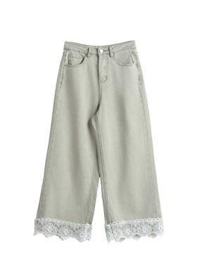 【元气珠珠】 甜酷蕾丝边九分牛仔裤 M8XK46832