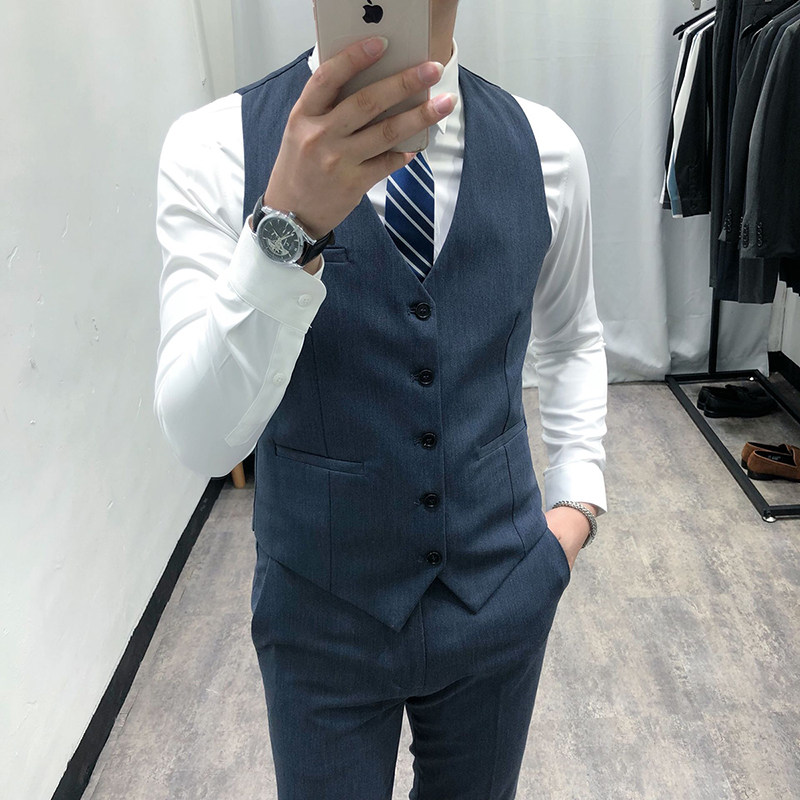 2020秋季新款时尚英伦西装马甲男士韩版修身商务休闲背心新郎婚礼