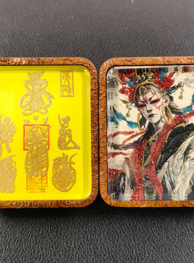 龙虎山正一道家枣木唐卡吊坠赵公明五雷白鹤童子钟馗关公九天玄女