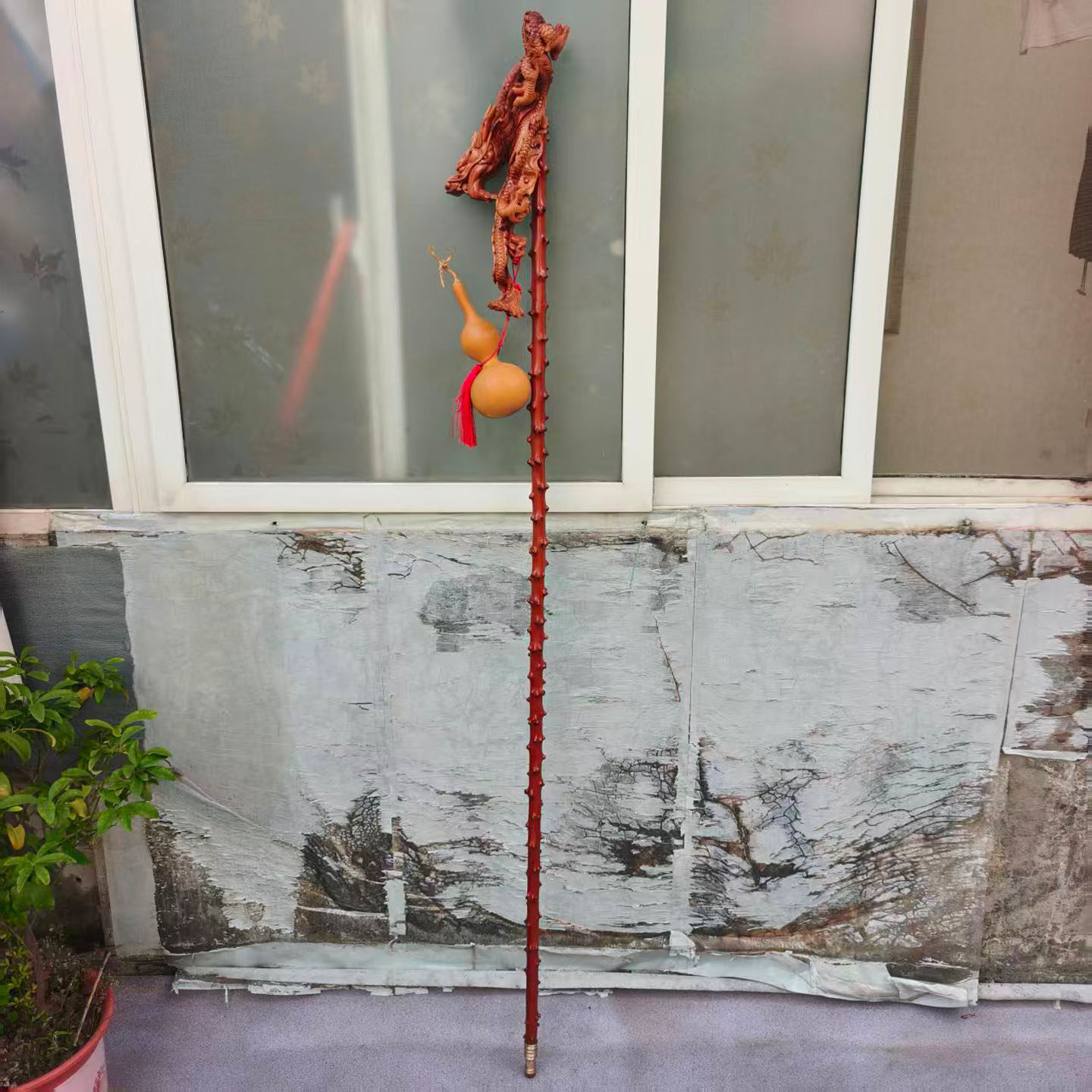 贵州檬子木雕龙禅杖孤品