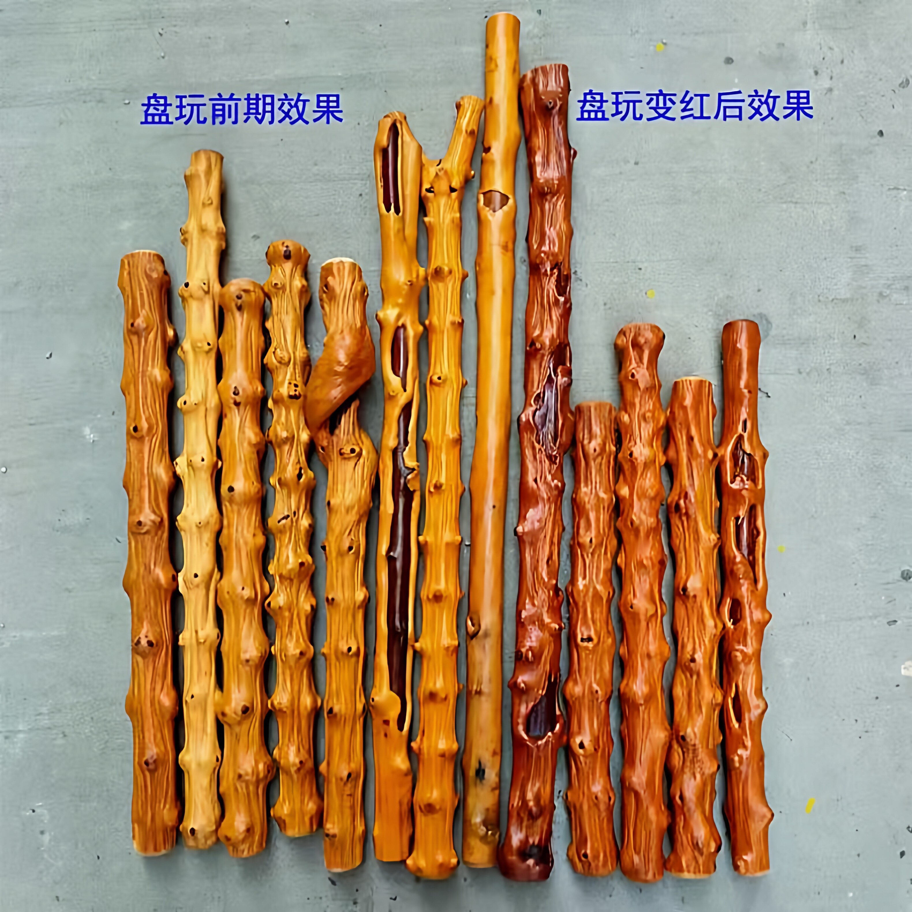 云南老料对节木疙瘩手把件 手工原木短棍 文玩把玩按摩车载摆件