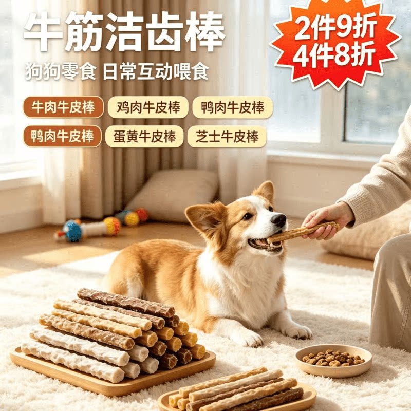 鸭肉蛋黄芝士胶原蛋白牛皮磨牙棒图片