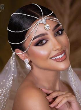 优拉潘 法式复古风新娘压发头饰设计感码链额前发饰甜美气质HP779