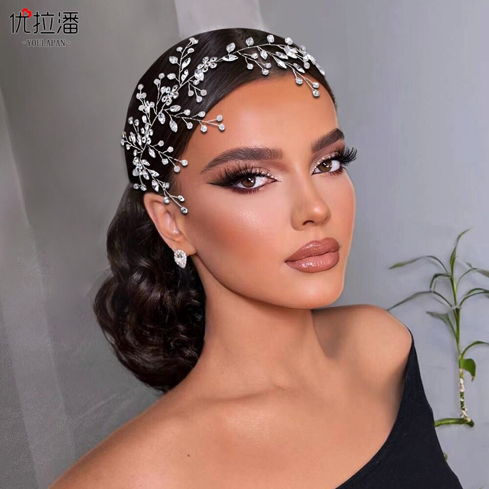 优拉潘 新款银色水晶花朵水钻简约搭配新娘婚礼婚纱造型配饰 hp65