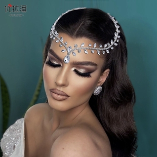 优拉潘 巴洛克水滴钻石新娘头饰艺术照发梳手工发饰结婚造型HP465