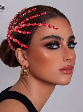 优拉潘 HP902优雅气质新娘头饰红色闪钻压发造型款发饰敬酒服配饰