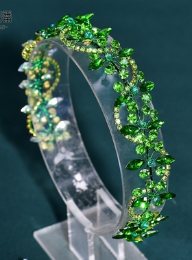 优拉潘 HP266公主风新娘发箍手工绿色水钻发饰洛丽塔晚礼服配饰