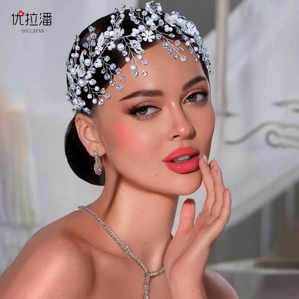 优拉潘 HP904法式新娘发箍水钻水晶珍珠合金花朵发饰婚纱礼服配饰